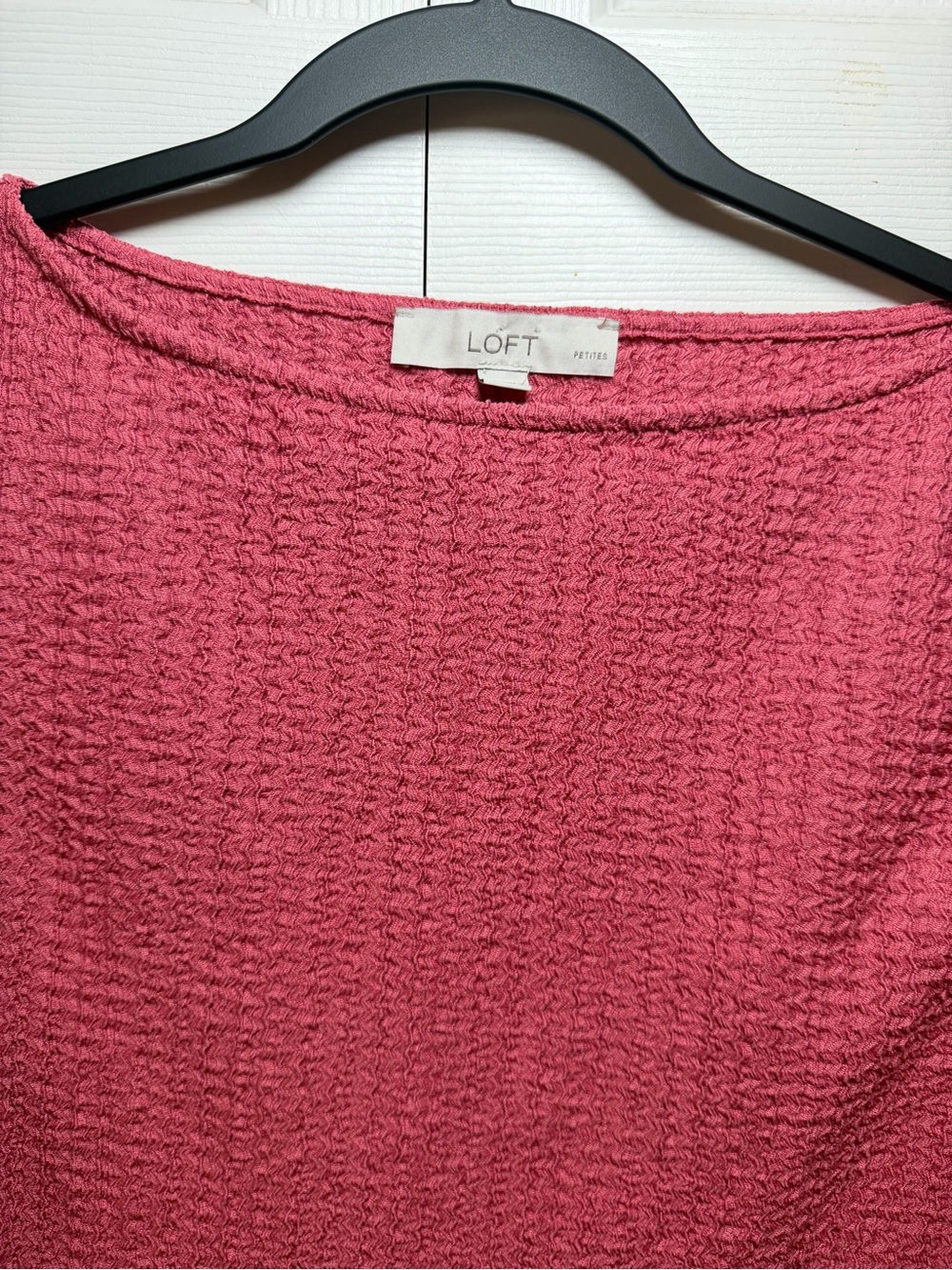 LOFT Pink Textured Knit Puff Sleeve Top Women’s Warm Cozy Office Casual Wear - Picture 11 of 11